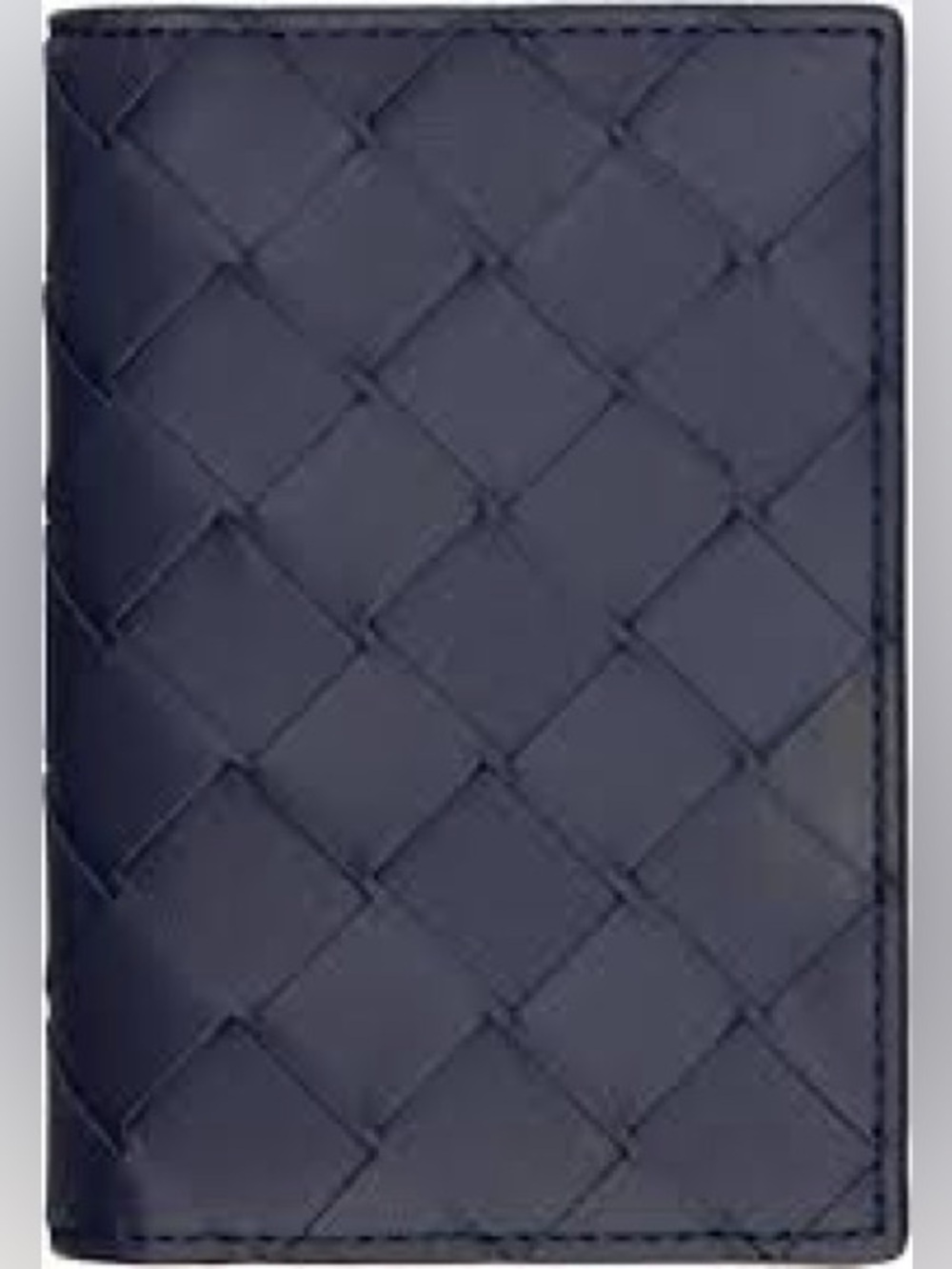 Bottega Veneta Navy Intrecciato Flap Card Holder Signature Woven Leather New